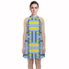 Abstract Pattern Geometric Backgrounds   Velvet Halter Neckline Dress  by Eskimos