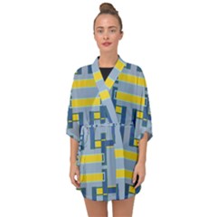 Abstract Pattern Geometric Backgrounds   Half Sleeve Chiffon Kimono by Eskimos