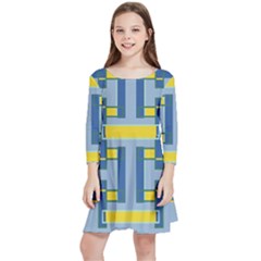 Abstract Pattern Geometric Backgrounds   Kids  Quarter Sleeve Skater Dress by Eskimos