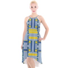 Abstract Pattern Geometric Backgrounds   High-low Halter Chiffon Dress  by Eskimos