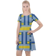 Abstract Pattern Geometric Backgrounds   Cap Sleeve Velour Dress  by Eskimos