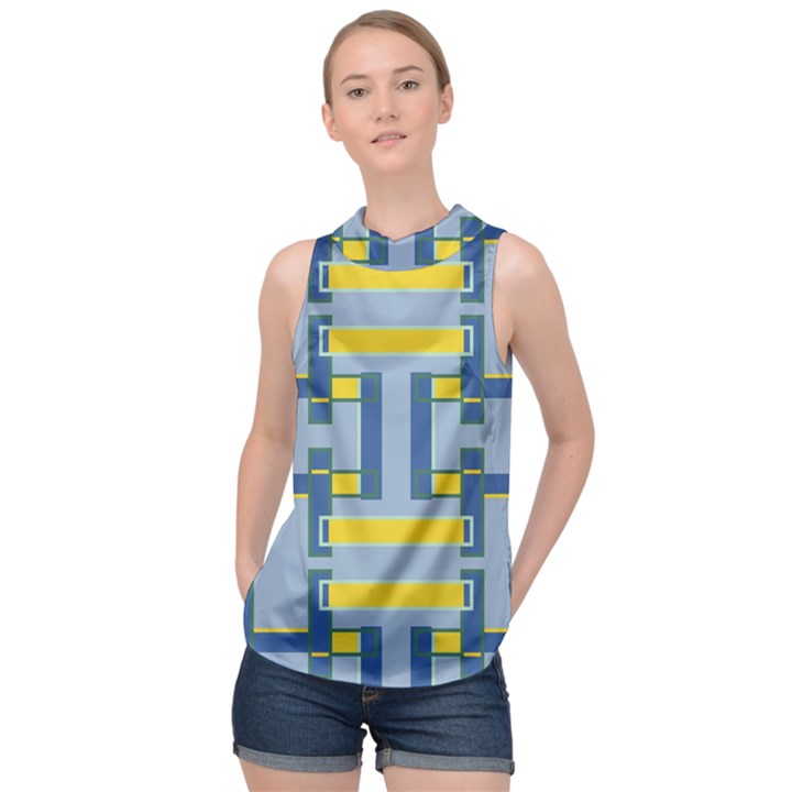 Abstract pattern geometric backgrounds   High Neck Satin Top