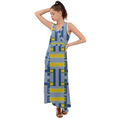 Abstract Pattern Geometric Backgrounds   V-neck Chiffon Maxi Dress by Eskimos