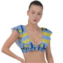 Abstract pattern geometric backgrounds   Plunge Frill Sleeve Bikini Top View1