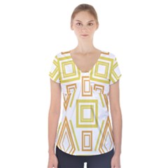 Abstract Pattern Geometric Backgrounds   Short Sleeve Front Detail Top by Eskimos