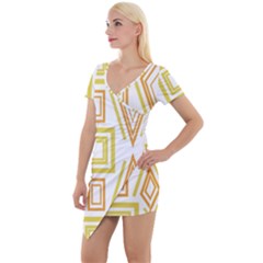 Abstract Pattern Geometric Backgrounds   Short Sleeve Asymmetric Mini Dress by Eskimos