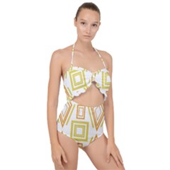 Abstract Pattern Geometric Backgrounds   Scallop Top Cut Out Swimsuit by Eskimos