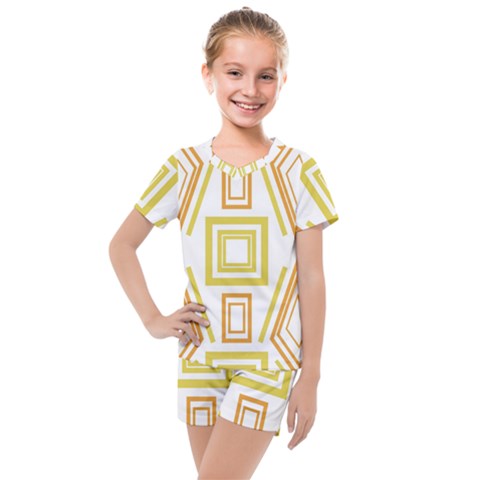 Abstract Pattern Geometric Backgrounds   Kids  Mesh Tee And Shorts Set by Eskimos