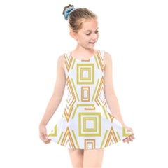 Abstract Pattern Geometric Backgrounds   Kids  Skater Dress Swimsuit by Eskimos