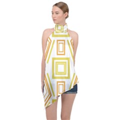 Abstract Pattern Geometric Backgrounds   Halter Asymmetric Satin Top by Eskimos