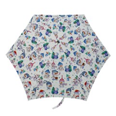 Cute Snowmen Celebrate New Year Mini Folding Umbrellas by SychEva