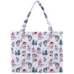 Cute Snowmen Celebrate New Year Mini Tote Bag by SychEva