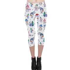 Cute Snowmen Celebrate New Year Capri Leggings  by SychEva