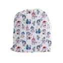 Cute Snowmen Celebrate New Year Drawstring Pouch (XL) View1