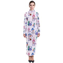 Cute Snowmen Celebrate New Year Turtleneck Maxi Dress by SychEva