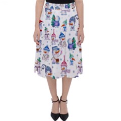 Cute Snowmen Celebrate New Year Classic Midi Skirt by SychEva