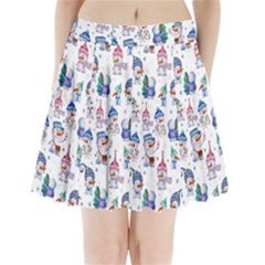 Cute Snowmen Celebrate New Year Pleated Mini Skirt by SychEva