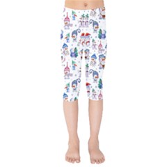 Cute Snowmen Celebrate New Year Kids  Capri Leggings  by SychEva