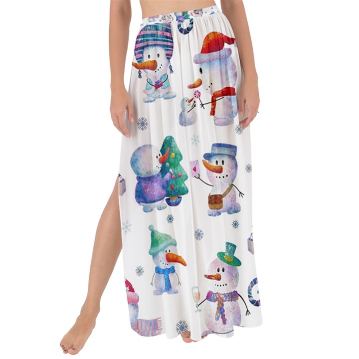 Cute Snowmen Celebrate New Year Maxi Chiffon Tie-Up Sarong