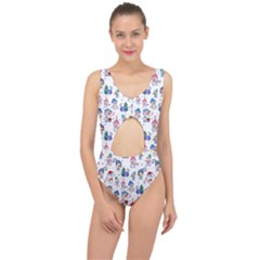 Cute Snowmen Celebrate New Year Center Cut Out Swimsuit by SychEva