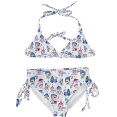 Cute Snowmen Celebrate New Year Kids  Classic Bikini Set by SychEva