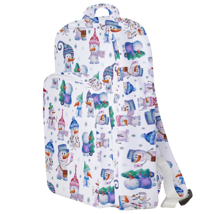 Cute Snowmen Celebrate New Year Double Compartment Backpack