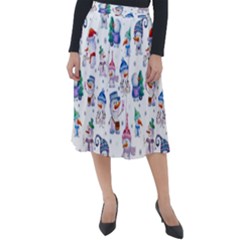 Cute Snowmen Celebrate New Year Classic Velour Midi Skirt  by SychEva