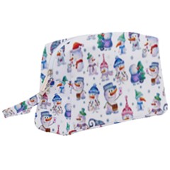 Cute Snowmen Celebrate New Year Wristlet Pouch Bag (large) by SychEva