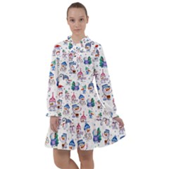 Cute Snowmen Celebrate New Year All Frills Chiffon Dress by SychEva