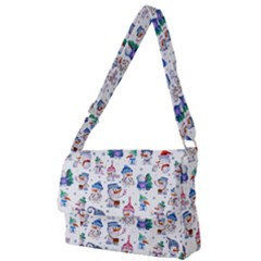 Cute Snowmen Celebrate New Year Full Print Messenger Bag (l) by SychEva