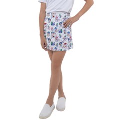 Cute Snowmen Celebrate New Year Kids  Tennis Skirt by SychEva