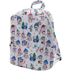 Cute Snowmen Celebrate New Year Zip Up Backpack by SychEva