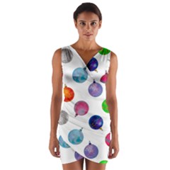 Christmas Balls Wrap Front Bodycon Dress by SychEva