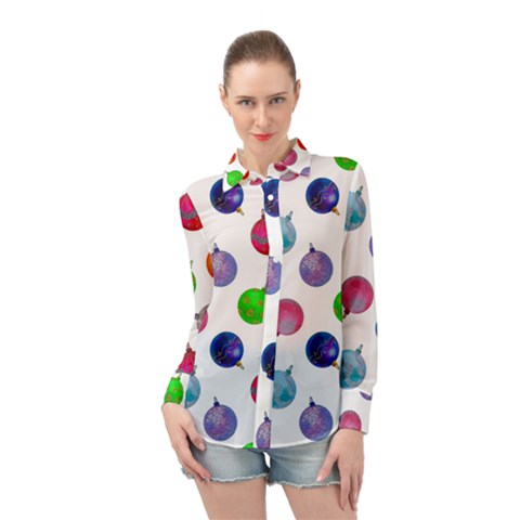 Christmas Balls Long Sleeve Chiffon Shirt by SychEva