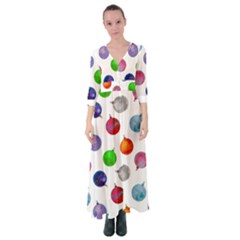 Christmas Balls Button Up Maxi Dress by SychEva