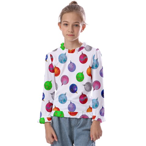 Christmas Balls Kids  Frill Detail Tee by SychEva