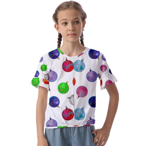 Christmas Balls Kids  Cuff Sleeve Scrunch Bottom Tee by SychEva