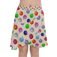 Christmas Balls Chiffon Wrap Front Skirt by SychEva