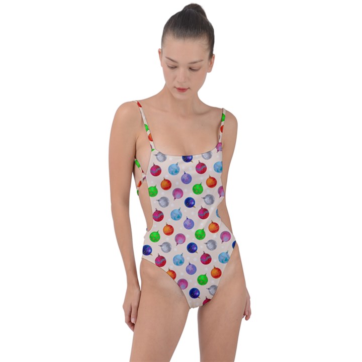 Christmas Balls Tie Strap One Piece Swimsuit