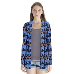 Blue Tigers Drape Collar Cardigan by SychEva