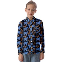 Blue Tigers Kids  Long Sleeve Shirt by SychEva