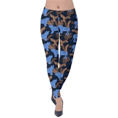 Blue Tigers Velvet Leggings by SychEva