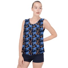 Blue Tigers Bubble Hem Chiffon Tank Top by SychEva