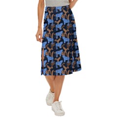 Blue Tigers Midi Panel Skirt by SychEva