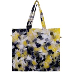 Black, Gray And Yellow Swirls Canvas Travel Bag by Khoncepts