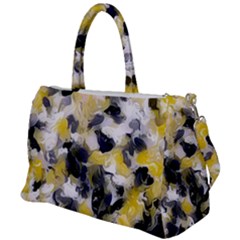 Black, Gray And Yellow Swirls Duffel Travel Bag by Khoncepts