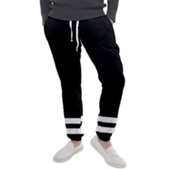 Two Lower Horizontal White Stripes On Black Men s Jogger Sweatpants by VernenInk