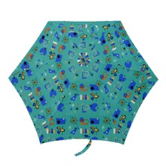 Green 50s Pattern Mini Folding Umbrellas by NerdySparkleGoth