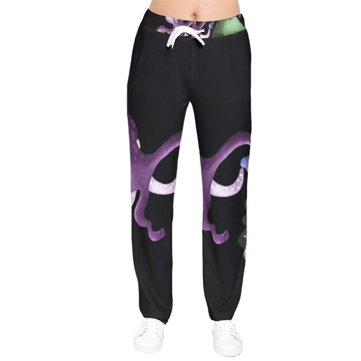 Octopus Black Women velvet Drawstring Pants