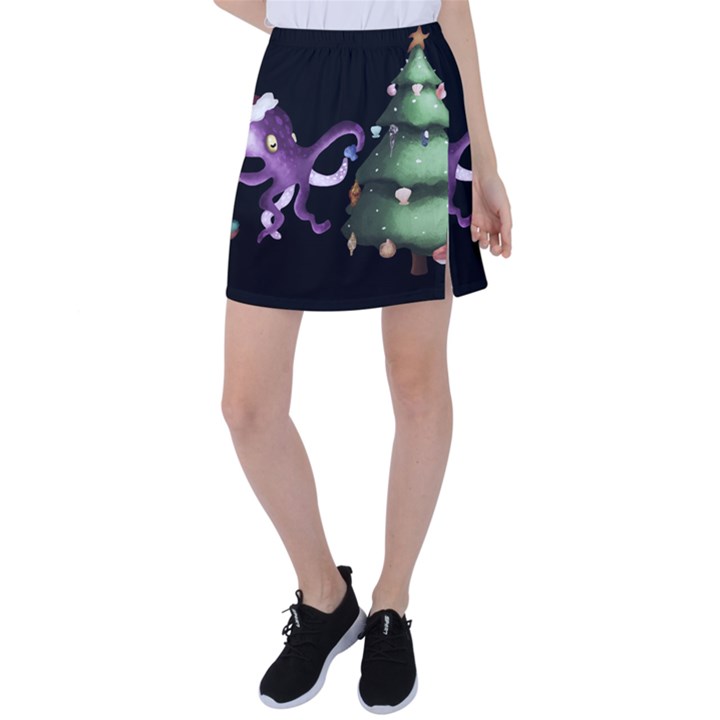 Octopus Black Tennis Skirt